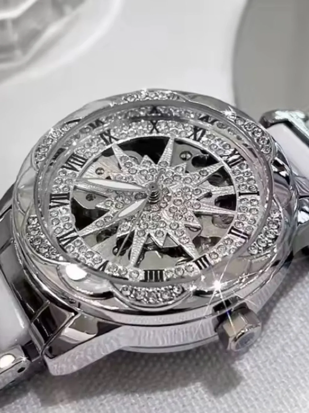 Sparkling Silver Crystal Bracelet Watch